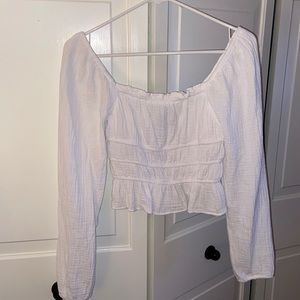 Puff Long Sleeve Square Neck Smocked Waist Top